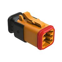 Amphenol SINE Systems AT06-6S-SR01ORG ປລັກ 6 ຕຳແໜ່ງ, ປລັກ, ປຸ່ມ, SR01 ການປົກປ້ອງການຕົກຕົວ (ການປິດມາດຕະຖານ), ຮ່າງສີສົ້ມ