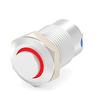 Alcoswitch - TE Connectivity AV1210E324R04 Anti-Vandal Switches Stainless, High Button, Red LED ring, Solder terminal, LED 24VDC