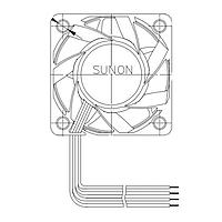 Sunon PF40281B1-D39U-SI9 ພັນລະຫັດ Axial Axial Fan, 40x40x28mm, 12VDC, 4x Wire, Auto Restart, Tach/PWM, IP66, ADAS