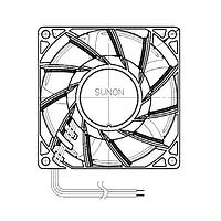 Sunon PF80381BX-000U-A99 ພັງລົມ Axial Axial, 80x80x38mm, 12VDC, 141.9CFM, 3.2"H2O, ເລີ່ມຕົ້ນອັດຕະໂນມັດ, ການໄຫຼຂອງອາກາດສູງ