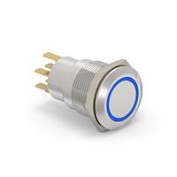 Alcoswitch - TE Connectivity 7-2213764-8 ປຸ່ມກົດສະຫນອງ AV19 DPL 0.4VA FIX RING LED ສີຟ້າ 12V