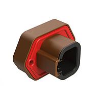 Amphenol SINE Systems ATP15-4PD-BM02 ຕົວເຊື່ອມຕໍ່ລົດຍົນ 4 ຕຳແໜ່ງ ຕົວຮັບ PCB ພ້ອມໜ້າແປນ, ປັກ, ຊຸບຄຳ, ຂັນດ້ວຍຕົນເອງ, ປະເກັນ, ຫຸ້ມດ້ວຍຢາງ, ມີຮ່ອງ D, ສີນ້ຳຕານ