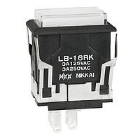 NKK Switches LB16RKW01-5F24-JB ປຸ່ມກົດສະຫນອງ ON-ON RECT ສີດຳ 12V ໄຟ LED ສີຂຽວ ກັບ ຝາ CLR/WHT