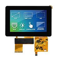 Riverdi SM-RVT43HLTNWC00-B ຈໍ TFT LCD 4.3", RGB, ບໍ່ມີກອງ, CTP, ການຕິດຕໍ່ແບບແອດອບຕິກ