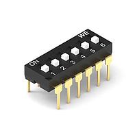 Wurth Elektronik 418127270906 ສະຫນັບ DIP WS-DITV Dip Sw 6 Pin Horiz Box Typ Black