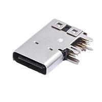 Adam Tech USB-C20-S-RU-CS1-BL-BK ປະຕູຮັບ USB C 2.0 Receptacle, R/A Upright, Through Hole, Power, 6P