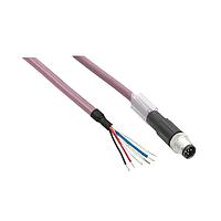 SCHNEIDER TCSXCNDFNX3V ເຄື່ອງສາຍ Ethernet / ເຄື່ອງສາຍເຄືອກຂ່າຍ CABLE,STRAIGHT,M8-4P, FEMALE-WIRE, 3M