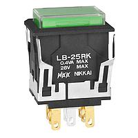 NKK Switches LB25RKG01-5F24-JF ປຸ່ມກົດສະຫນອງ ON(ON) RECT BLK 24V GRN LED CLR/GRN CAP