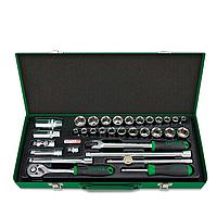 TOPTUL GCAD3303 6PT Socket Set Satin Chrome/Metal Box (3/8", 33PCS)