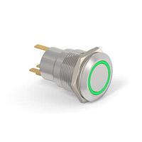 Alcoswitch - TE Connectivity 3-2213764-4 ປຸ່ມກົດສະຫນອງ AV19 SPL 0.4VA FIX RING LED ສີຂຽວ 12V