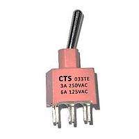 CTS Electronic Components 033TESDCTA2S1 ສະຫນັບສະຫນູນ Toggle Switch STR DP on-off-on 7.30 Std. non-thread 6.15 P.C 1.27 width Silver plated White