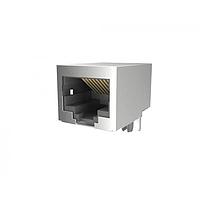 Amphenol Commercial Products RJE091881110H ຕົວເຊື່ອມຕໍ່ແບບແມ່ນລະບົບ / ຕົວເຊື່ອມຕໍ່ Ethernet ພອດເດີດຽວ Modular Jack - ມຸມຂວາ, ປຸ່ມລົງ, ຕົວເຊື່ອມຕໍ່ຂາຍເຂົ້າ 8P8C, ມີການປົກປ້ອງ