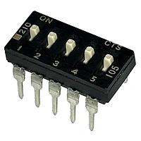 CTS Electronic Components 210-5ES ສະຫນັບ DIP ຜ່ານຮູ, DIP SWITCH ກະທົບທາງທາງທາງ, 5-ຂາ, ຕົວກະທົບຍາວ, ການປິດທາງລຸ່ມ, ບັນຈຸໃນທູບ