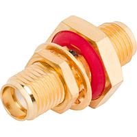 Amphenol SV Microwave 1129-4004 ຕົວແປ RF - ໃນຊຸດ SMA F ເຖິງ F ບໍ່ມີແມ່ຍູ່ Blkhd Adptr