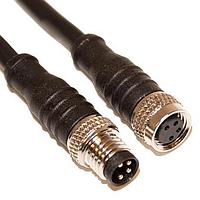 Mueller C84AC02M003.6 ເສັ້ນສາຍອາເຊນເຊີ / ເສັ້ນສາຍອັກຕູເວີ M8 Cordset, 4-Position Male Straight to Female Straight, 24 AWG, 3.6M