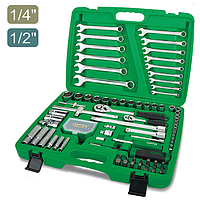 TOPTUL GCAI106B ລະດັບວິຊາຊີບ 1/4" & 1/2" DR. Flank Socket Wrench Set (106 pcs)