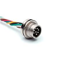 Amphenol Tuchel CA0911G118010 ເສັ້ນສາຍອ່ານຄ່າ / ເສັ້ນສາຍກະຕຸນ M16 8 ຕຳແໜ່ງ ປະຕູຊາຍຊາຍຜູ້ຊາຍ, 22AWG, UL1569 300V, ຕິດຕັ້ງດ້ານໜ້າ, 1 ແມັດ