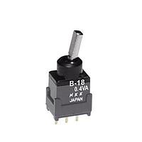 NKK Switches B18HP ປຸ່ມສະຫງວນຍ່ອຍປິດກັນການປ້ອງກັນສະຕາຕິກ (ON)OFF(ON) .248 FLT STRAIGHT PC .4VA
