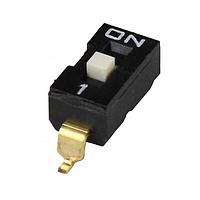 Same Sky (formerly CUI Devices) DS04-254-2-01BK-SMT-TR ສະຫນັບ DIP Switch, SPST, 2.54 pitch, flat actuator, SMT, Tape and reel, 1 position, ສີດຳ