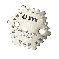BYK Comb Gage 5-150 µm, stainless steel ເຄື່ອງວັດແທກຄວາມໜາຂອງຟິມປຽກທີ່ມີຮອຍຂີດຂ່ວນ