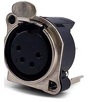 Io Audio Technologies IO-XLR4-F-BV ຕົວເຊື່ອມ 4-Pin XLR Chassis Connector, ຜູ້ຍິງ, ຕັ້ງຕົວແຂນ, PCB, ຂາວດິນ, ແຜ່ນຫນ້າເຫຼັກ