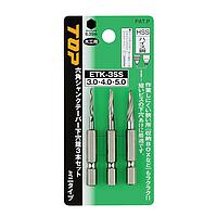 TOP Kogyo ETK-3SS Hexagonal Shank Tapered Countersink Drill Mini Type Set (3pcs)