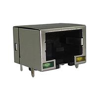 Amphenol Commercial Products RJE7318800480 ຕູ້ຕໍ່ແບບ Modular / ຕູ້ຕໍ່ Ethernet RJ45 Low Profile ມີ LED