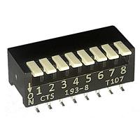 CTS Electronic Components 193-8MS ສະຫນັບ DIP ສະຫນັບ DIP/SIP, SPST, PIANO, 8 ຕຳແໜ່ງ, SMD, TUBE, OFF