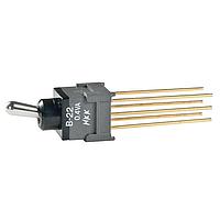 NKK Switches B22JW ສະບມິນິເຈີຣ໌ ອັນຕິສເຕັດ ໂຕແກລ DPDT ON-ON .248 BAT ຂະຫນາດຍາວ PC .4VA