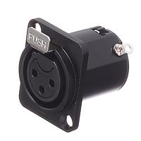 Amphenol Audio AC3FDZB-AU ຕົວເຊື່ອມຕໍ່ 3 ໂພນ XLR ແບບກະແຈເຫຼັ້ມ F ຕິດຕັ້ງຢູ່ບ່ອນ D ປະເພດທອງປົດປ້າຍຕິດຕໍ່ ສີດຳ