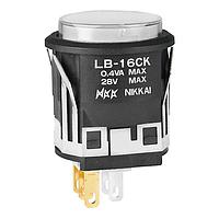 NKK Switches LB16CKG01-6F-JB ປຸ່ມກົດສະຫນອງ SPDT ON-ON RND GRN LED CLEAR/WHITE CAP