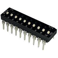 CTS Electronic Components 210-10MSFD DIP Switches THROUGH HOLE, GOLD FLASH DIP SWITCH, 10-POLE, MEDIUM ACTUATOR, BOTTOM SEAL, OFF, STRAIGHT TERMINAL FORM, TUBE PACK