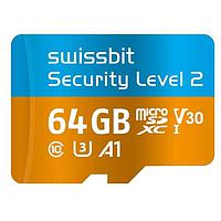 Swissbit SFSD064GN1PT1TB-I-7G-02P-SW8 ຊີດອັບເກຣດ Memory Cards Security Level 2 microSD PS-66u 64 GB 3D PSLC Flash -40C ຫາ +85C