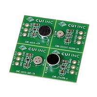 Same Sky (formerly CUI Devices) DEVKIT-ECM-001 ບອດພັດທະນາມາຍໂຄໂຟນລວມມາຍໂຄໂຟນ: CMC-6015-47P, CMR-2747PB-A, CMC-4013-SMT-TR, CMM-3312AT-44308-TR