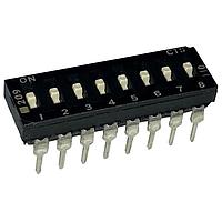 CTS Electronic Components 209-8LPSD ສະວິດ DIP ຜ່ານຮູ, ສະວິດ DIP ທອງ, 8-ຂາ, ຕົວກະທົບຮູບແບບຕ່ຳ, ການປິດທ້າຍ, ແບບຂາສົງກົງ, ບ່ອງບັນຈຸແບບທູບ