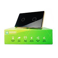 HUNONIC HNLUX02CD BLE Luxury Touch Switch 2 ປຸ່ມສີ່ຫລ່ຽມ (Black)