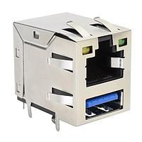 Stewart Connector SS-90000-008 ປັກມູນ RJ45 ຮ່ວມກັນກັບ USB 3.0 ປະເພດ A ປະກອບສະບັບປະສົບ Tab Up ໄຟ LED Y/G 8 ຕິດຕໍ່ 8 ຕຳແໜ່ງ ມີການປົກປ້ອງ