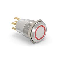 Alcoswitch - TE Connectivity 6-2213764-6 ປຸ່ມກົດສະຫນອງ Pushbutton Switches AV19 DPL 0.4VA FIX RING LED ແດງ 12V