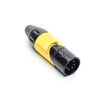 Amphenol Audio AX5MB4M ຕົວເຊື່ອມ 5P PIN M PLUG ສີດຳ ມີສີເຫຼືອງທີ່ມາກການ
