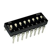 CTS Electronic Components 210-8MSD DIP Switches THROUGH HOLE, GOLD FLASH DIP SWITCH, 8-POLE, MEDIUM ACTUATOR, BOTTOM SEAL, STRAIGHT TERMINAL FORM, TUBE PACK