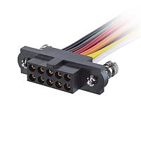 Harwin M80-FB11668FC-0300L ການປະກອບສາຍສະເພາະຮູບສະແກນສີ່ແກ້ວ 8+8 ຕຳແໜ່ງ ຕົວຍິງ T-Contact DIL 22AWG ສາຍສະເພາະ, 300mm, ສິງເກິນ, 101Lok