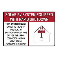 HellermannTyton 596-00886 ປ້າຍປະກັບແສງອາທິດ Solar Label, Reflective, SOLAR PV SYSTEMSHUTDOWN, 6.0" x 4.0", VL, ແດງ, 50/roll