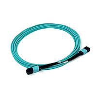 Megladon Manufacturing 62MTFX24K0-1M ການປະກອບສາຍເສັ້ນແສງໄຟເບີ Multimode OM3 12F MPO(f) ເຖິງ MPO(f) ວິທີ B 3mm Aqua ພາຍໃນອາຄານ Plenum, 1 ແມັດ
