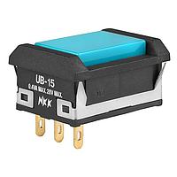 NKK Switches UB15NBKG01N-G ປິດ RECT W/BARIER ON(ON) SOLDER LUG BLUE CAP