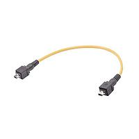 HARTING 33483434804002 ເຄັບເລັດ Ethernet / ເຄັບເລັດເຄືອຂ່າຍ HARTING ix Type A Cat6a Overmolded Cable Assembly, double ended Mini PushPull ix, PUR ເຫຼືອງ, 0.2m