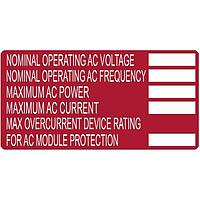 HellermannTyton 596-00252 ປ້າຍສະແກນແສງອາທິດ Solar Label, Printable, AC MODULE, 4.0" x 2.0", PET, ແດງ, 50/roll