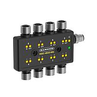Banner Engineering R95C-4B4UI-MQ Hybrid IO Modbus Hub R95C Series: 8 ພອດ Hybrid IO Modbus Hub; 4 ອິນພຸດອານາລອກ ແລະ 4 ອອດພຸດອານາລອກ ແລະ 8 ອິນພຸດດິສກຣີດ ຫຼື 8 ອອດພຸດດິສກຣີດ (ສາມາດກຳນົດຄ່າໄດ້); RS485 Interface; 4-pin M12 QDs