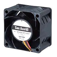 Sanyo Denki 9GV0612M1011 ພັງລົມ Axial Axial, 60x60x38mm, 12VDC, 68CFM, 18W, 1.5A, 60dBA, Guide Vane, Ribless, Tach