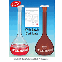 SciLab SL.Fla1371 ຂວດວິມາດ, ປະເພດ A, ສີແອມເບີ, ມີຝາແກ້ວປິດ, 5,000㎖, ±1.2㎖, 34/35