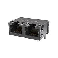 Amphenol Commercial Products RJE492881101 ຕົວເຊື່ອມ Low Profile CAT6 RJ45 - 2 ພອດ ບໍ່ມີ LED, ປົກກັນສະຫນາມດ້ວຍ EMI Tabs